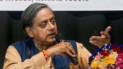 Congress MP Shashi Tharoor speaks during a programme organised for public suggestions for party's manifesto for the 2024 Lok Sabha election in Kolkata (PTI) Congress MP Shashi Tharoor speaks during a programme organised for public suggestions for party's manifesto for the 2024 Lok Sabha election in Kolkata (PTI)