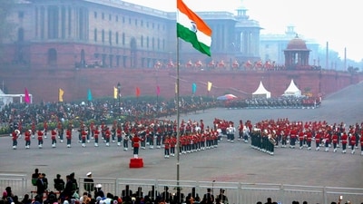 Full Dress Rehearsal of Beating Retreat Ceremony at Vijay Chowk in New Delhi. (PTI) Full Dress Rehearsal of Beating Retreat Ceremony at Vijay Chowk in New Delhi. (PTI)