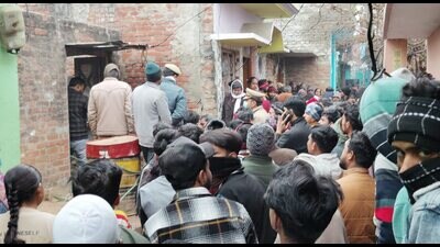 Police personnel investigate after a fire broke out at a house, at Faridpur in Bareilly district (PTI) Police personnel investigate after a fire broke out at a house, at Faridpur in Bareilly district (PTI)