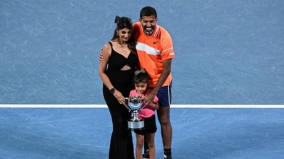 India's Rohan Bopanna poses with his family after victory against Italy's Simone Bolelli and Andrea Vavassori (AFP) India's Rohan Bopanna poses with his family after victory against Italy's Simone Bolelli and Andrea Vavassori (AFP)