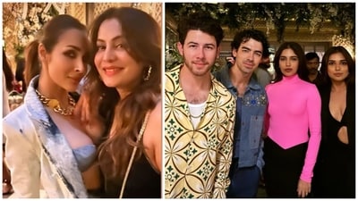 Malaika Arora, Bhumi Pednekar met Jonas Brothers at the party. Malaika Arora, Bhumi Pednekar met Jonas Brothers at the party.
