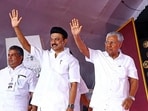 Chief ministers Pinarayi Vijayan and MK Stalin inaugurate the Vaikom Satyagraha centenary celebrations. (PTI)