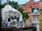 Members of the Archaeological Survey of India's (ASI) team conduct a scientific survey at the Gyanvapi mosque complex, in Varanasi on August 8. (PTI/ FILE PHOTO)