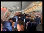 Passengers on the Aeromexico flight waiting for the take off.
