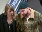 Taylor Swift and Travis Kelce after Sunday night's game. Taylor Swift and Travis Kelce after Sunday night's game.