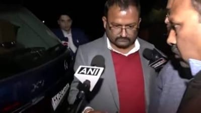 ED officials at Soren's residence in Delhi. (ANI) ED officials at Soren's residence in Delhi. (ANI)