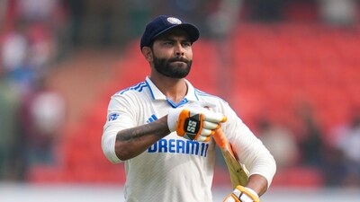 India's Ravindra Jadeja walks off the ground after his dismissal on 87 during the third day of first test match between India and England, at Rajiv Gandhi International Cricket Stadium in Hyderabad, Saturday, Jan. 27 (PTI) India's Ravindra Jadeja walks off the ground after his dismissal on 87 during the third day of first test match between India and England, at Rajiv Gandhi International Cricket Stadium in Hyderabad, Saturday, Jan. 27 (PTI)