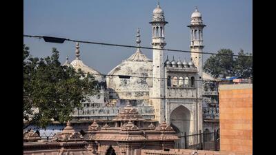 The Gyanvapi mosque in Varanasi on Monday. (PTI) The Gyanvapi mosque in Varanasi on Monday. (PTI)