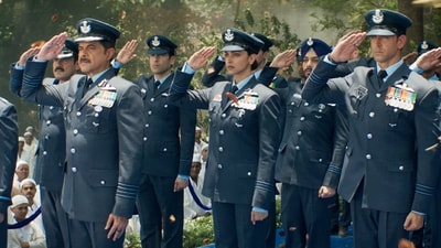 Anil Kapoor, Deepika Padukone, and Hrithik Roshan in a still from Fighter. Anil Kapoor, Deepika Padukone, and Hrithik Roshan in a still from Fighter.