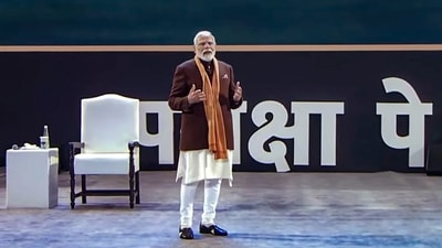 PM Modi in Pariksha pe Charcha 2024 (PTI) PM Modi in Pariksha pe Charcha 2024 (PTI)