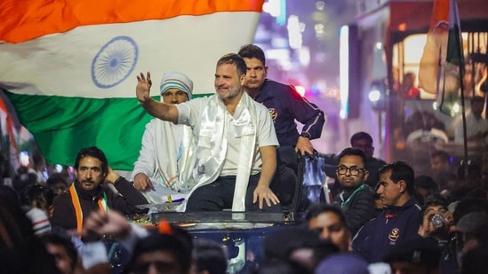 Congress leader Rahul Gandhi during the Bharat Jodo Nyay Yatra. (PTI)