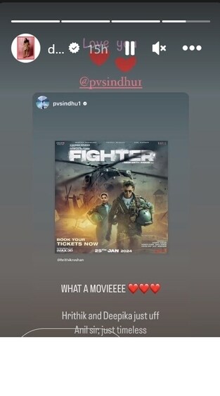Deepika's reaction to PV Sindhu's post. Deepika's reaction to PV Sindhu's post.
