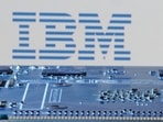 IBM logo is seen near computer motherboard in this illustration.