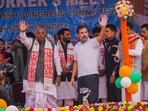 Congress president Mallikarjun Kharge with party leader Rahul Gandhi. 