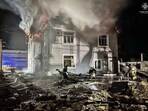 Firefighters work at a site where production facilities were damaged during a Russian drone strike, amid Russia's attack on Ukraine. (Reuters)