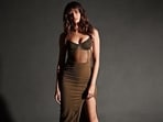 Ananya Panday in a rustic coloured see-through corset top with a thigh-high slit skirt(Photo: Instagram)