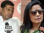 West Bengal Bharatiya Janata Party president Sukanta Majumdar and Trinamool Congress leader Mahua Moitra. West Bengal Bharatiya Janata Party president Sukanta Majumdar and Trinamool Congress leader Mahua Moitra.