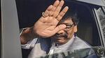 In Ranchi, Jharkhand chief minister Hemant Soren leaves for Jharkhand UPA's meeting amid ongoing political crisis on Tuesday (PTI)