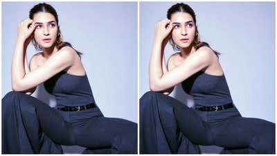 On Monday, Kriti gave her followers a sweet surprise as the actress took to Instagram and uploaded a series of glam pictures accompanied by several black heart emoticons as the caption. In the post, Kriti can be seen striking some impressive poses in a stylish dark blue ensemble. (Instagram/@kritisanon) On Monday, Kriti gave her followers a sweet surprise as the actress took to Instagram and uploaded a series of glam pictures accompanied by several black heart emoticons as the caption. In the post, Kriti can be seen striking some impressive poses in a stylish dark blue ensemble. (Instagram/@kritisanon)
