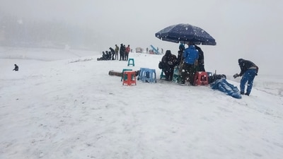 The recent snowfall in Kashmir has brought cheer to the tourism industry, which had been struggling over the last couple of months due to the absence of substantial snowfall. (ANI) The recent snowfall in Kashmir has brought cheer to the tourism industry, which had been struggling over the last couple of months due to the absence of substantial snowfall. (ANI)