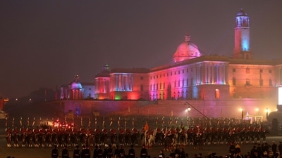 The Beating Retreat ceremony, which marks the culmination of Republic Day celebrations, was held at the Vijay Chowk in New Delhi on Monday. (X/@rajnathsingh) The Beating Retreat ceremony, which marks the culmination of Republic Day celebrations, was held at the Vijay Chowk in New Delhi on Monday. (X/@rajnathsingh)