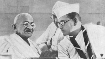 Mahatma Gandhi and Netaji Subhas Chandra Bose. (.Wikimedia Commons) Mahatma Gandhi and Netaji Subhas Chandra Bose. (.Wikimedia Commons)