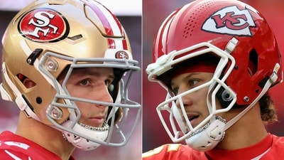 The 49ers set up a rematch of the 2020 Super Bowl against Kansas City after recovering from a 24-7 halftime deficit to score 27 points and seal a dramatic NFC Championship victory in Santa Clara. (Photo by Christian Petersen and JAMIE SQUIRE / GETTY IMAGES NORTH AMERICA / AFP) (AFP)