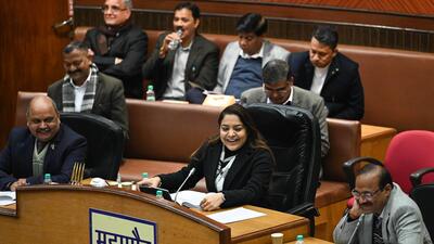 Delhi Mayor Shelly Oberoi reacts as Leader of Opposition Raja Iqbal Singh addresses the House in New Delhi on Tuesday. (Sanchit Khanna/HT Photo) Delhi Mayor Shelly Oberoi reacts as Leader of Opposition Raja Iqbal Singh addresses the House in New Delhi on Tuesday. (Sanchit Khanna/HT Photo)