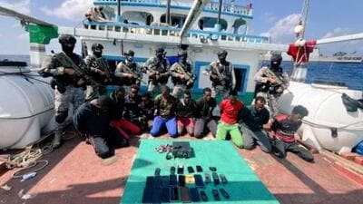 FV Al Naeemi, the second Iranian-flagged vessel to be rescued by INS Sumitra, was carrying a crew of 19 Pakistani nationals. (Indian Navy)