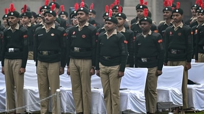 National Cadet Corps (NCC) members pay their homage at the Mahatma Gandhi memorial at Rajghat on Gandhi's death anniversary in New Delhi. (AFP) National Cadet Corps (NCC) members pay their homage at the Mahatma Gandhi memorial at Rajghat on Gandhi's death anniversary in New Delhi. (AFP)