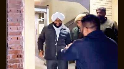 Mohali Aam Aadmi Party (AAP) MLA Kulwant Singh outside the ED office. (HT photo) Mohali Aam Aadmi Party (AAP) MLA Kulwant Singh outside the ED office. (HT photo)