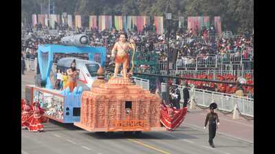 UP’s tableau adorned with the theme of the recently constructed Ram temple in Ayodhya, captivated onlookers. (Sourced)