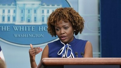 White House press secretary Karine Jean-Pierre speaks during a press briefing at the White House. (AP) White House press secretary Karine Jean-Pierre speaks during a press briefing at the White House. (AP)