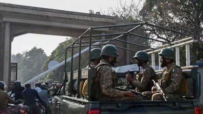 Pak forces at the site of the militant attack. Pak forces at the site of the militant attack.