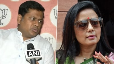 West Bengal Bharatiya Janata Party president Sukanta Majumdar and Trinamool Congress leader Mahua Moitra. West Bengal Bharatiya Janata Party president Sukanta Majumdar and Trinamool Congress leader Mahua Moitra.
