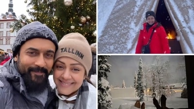 Suriya and Jyotika in the new video from their Finland vacation. Suriya and Jyotika in the new video from their Finland vacation.