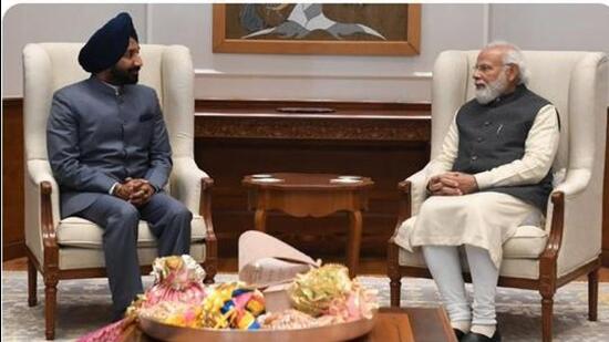 Chandigarh University founder-chancellor Satnam Singh Sandhu with Prime Minister Narendra Modi. Sandhu was on Tuesday nominated to the Rajya Sabha. (X)