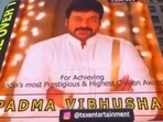 Chiranjeevi was recently conferred with the Padma Vibhushan Chiranjeevi was recently conferred with the Padma Vibhushan