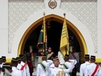 The incoming 17th King of Malaysia, the Sultan of Johor, Sultan Ibrahim Sultan Iskandar observes the guard of honour at the National Palace in Kuala Lumpur, Malaysia. (Reuters)