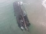 A huge shipwreck has washed up ashore on the beach of Cape Ray in Newfoundland, Canada A huge shipwreck has washed up ashore on the beach of Cape Ray in Newfoundland, Canada