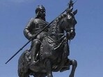 A statue of Maharana Pratap is seen in this image. A statue of Maharana Pratap is seen in this image.