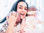 Preity Zinta with her kids. Preity Zinta with her kids.