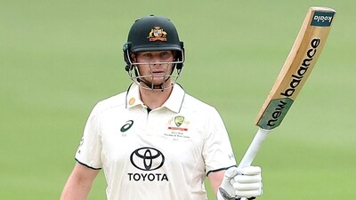 Steve Smith of Australia celebrates his half century during day four of the second cricket Test match between Australia and West Indies at the Gabba in Brisbane on January 28, 2024 (AFP) Steve Smith of Australia celebrates his half century during day four of the second cricket Test match between Australia and West Indies at the Gabba in Brisbane on January 28, 2024 (AFP)