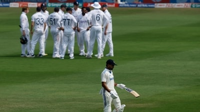 India's Shreyas Iyer walks back to the pavilion after losing his wicket (REUTERS)