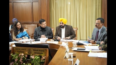 Chairing a meeting with the deputy commissioners here at the Punjab Bhawan, chief minister Bhagwant Mann expressed satisfaction over the fact that most of the districts were performing well in implementing the door-to-door scheme in the state. (Source: X)