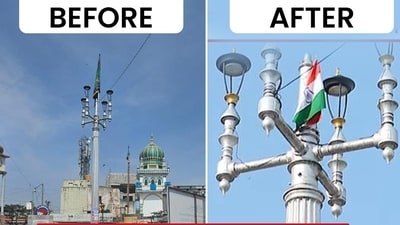 The appearance of a “green flag” now in Shivajinagar, which is known to be a Muslim-dominated area, has sparked further debate, prompting sharp reactions from BJP leaders. (Basanagouda R Patil (Yatnal)/X) The appearance of a “green flag” now in Shivajinagar, which is known to be a Muslim-dominated area, has sparked further debate, prompting sharp reactions from BJP leaders. (Basanagouda R Patil (Yatnal)/X)