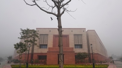 Interim Budget 2024: A bird flies towards a tree near the new Parliament building, in the morning fog on the first day of its budget session in New Delhi. (AP) Interim Budget 2024: A bird flies towards a tree near the new Parliament building, in the morning fog on the first day of its budget session in New Delhi. (AP)