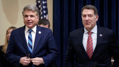 Rep. Michael McCaul, R-Texas, left, and Chairman Mark Green, R-Tenn., stand before heading to the chamber for a vote as Republicans on the House Homeland Security Committee move to impeach Secretary of Homeland Security Alejandro Mayorkas over the crisis at the U.S.-Mexico border, at the Capitol in Washington, Tuesday, Jan. 30, 2024. (AP Photo/J. Scott Applewhite) (AP) Rep. Michael McCaul, R-Texas, left, and Chairman Mark Green, R-Tenn., stand before heading to the chamber for a vote as Republicans on the House Homeland Security Committee move to impeach Secretary of Homeland Security Alejandro Mayorkas over the crisis at the U.S.-Mexico border, at the Capitol in Washington, Tuesday, Jan. 30, 2024. (AP Photo/J. Scott Applewhite) (AP)