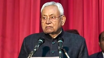 Janata Dal (United) (JD-U) Chief Nitish Kumar took oath as the chief minister of Bihar for the 9th time on Sunday. (ANI)