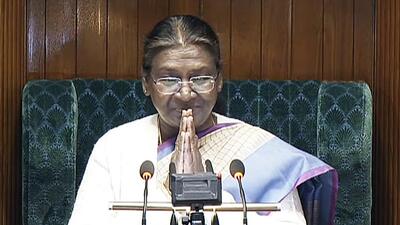 President Droupadi Murmu during her address in Parliament on Wednesday. (ANI)